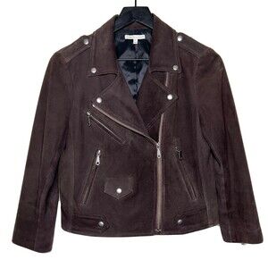 Rebecca Minkoff Goatskin Leather Moto Jacket Size Small Brown